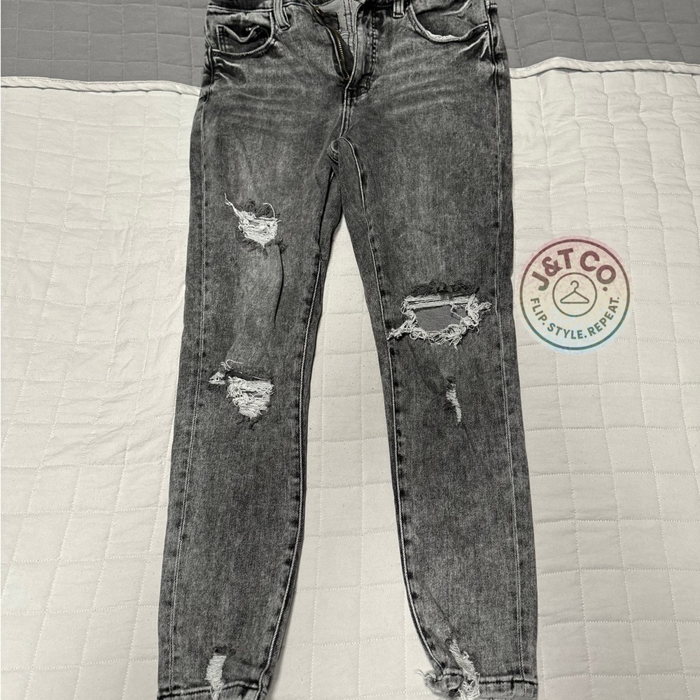 BKE Black Skinny Jeans with Distressed Details